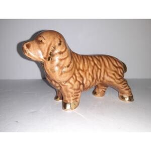 Vintage‎ Cocker Spaniel Ceramic Dog Statue with Gold Accents